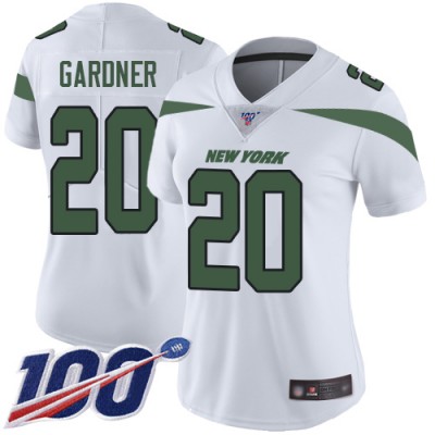 Nike New York Jets #20 Ahmad Sauce Gardner White Women's Stitched NFL 100th Season Vapor Limited Jersey